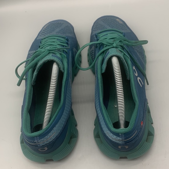 On Running Shoes On Cloud X Helion Cloudtec Blue Green Running Shoes Swiss Engineering Mens